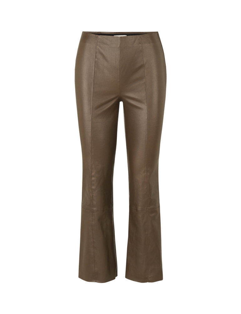 Levete Room Gloria 3 Leather Trousers with Flare Brown - Quattro Rish